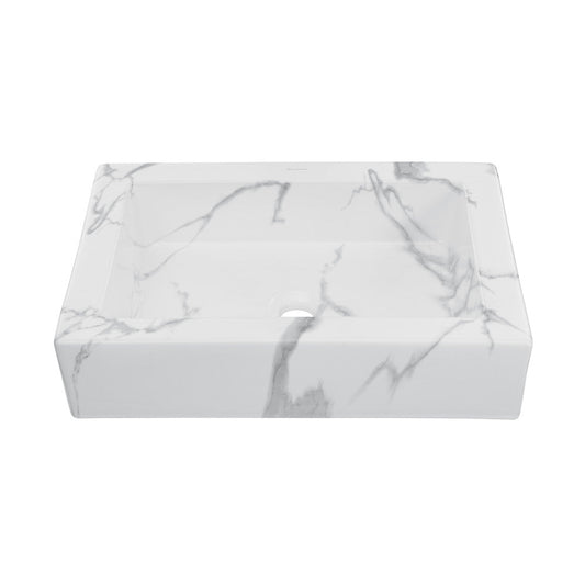 Swiss Madison Voltaire 22" Ceramic Vessel Bathroom Sink in White Marble