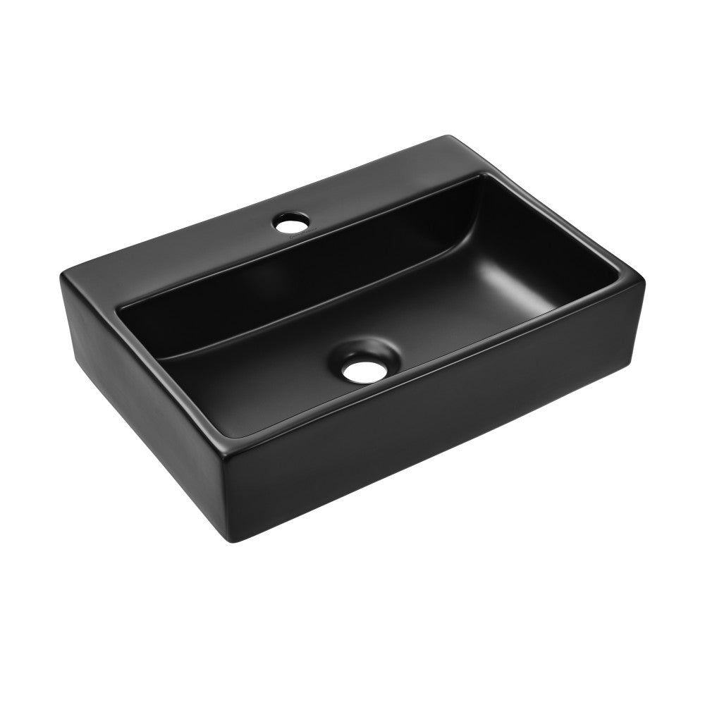 Swiss Madison Claire 20 Rectangle Ceramic Vessel Sink, Matte Black
