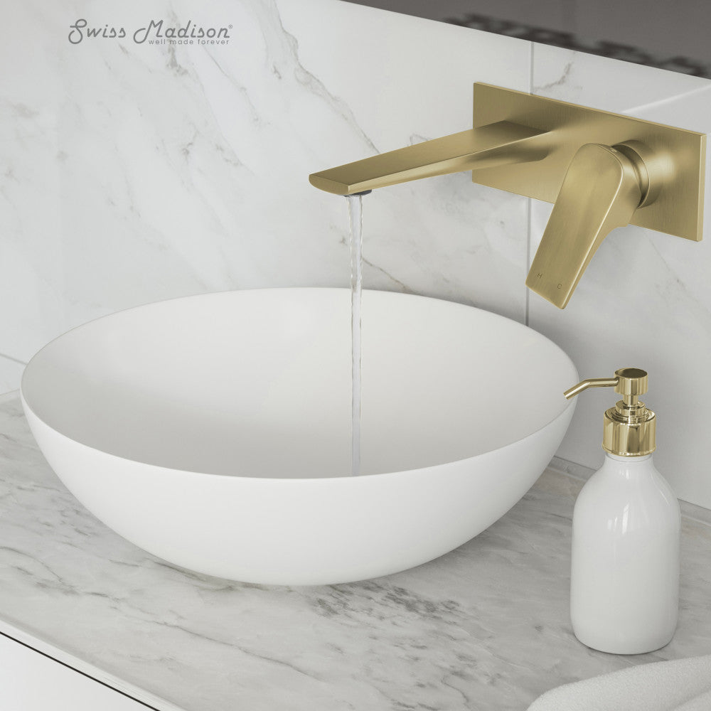 Swiss Madison Monaco Single-Handle, Wall-Mount, Bathroom Faucet in Brushed Gold