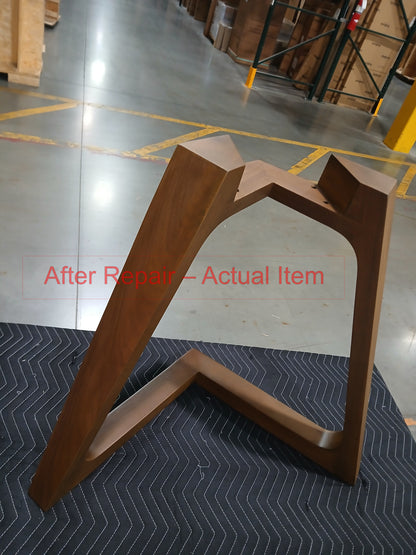Tabselect Extendable Glass Dining Table With Wooden Legs – Professionally Repaired Open-Box