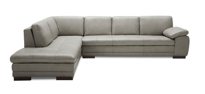J&M Furniture 625 Italian Leather Sectional Grey in Left Hand Facing