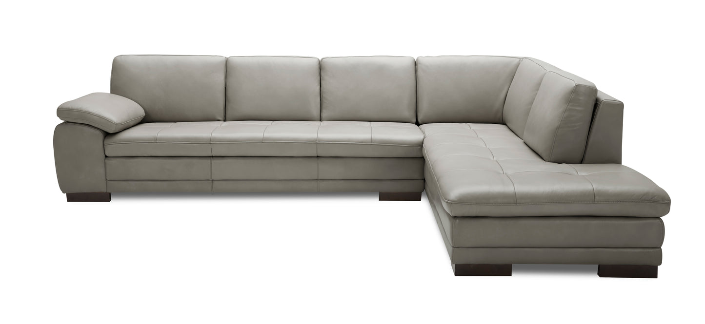 J&M Furniture 625 Italian Leather Sectional Grey in Right Hand Facing