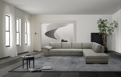 J&M Furniture 625 Italian Leather Sectional Grey in Right Hand Facing