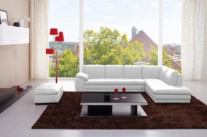 J&M Furniture 625 Italian Leather Sectional White in Right Hand Facing