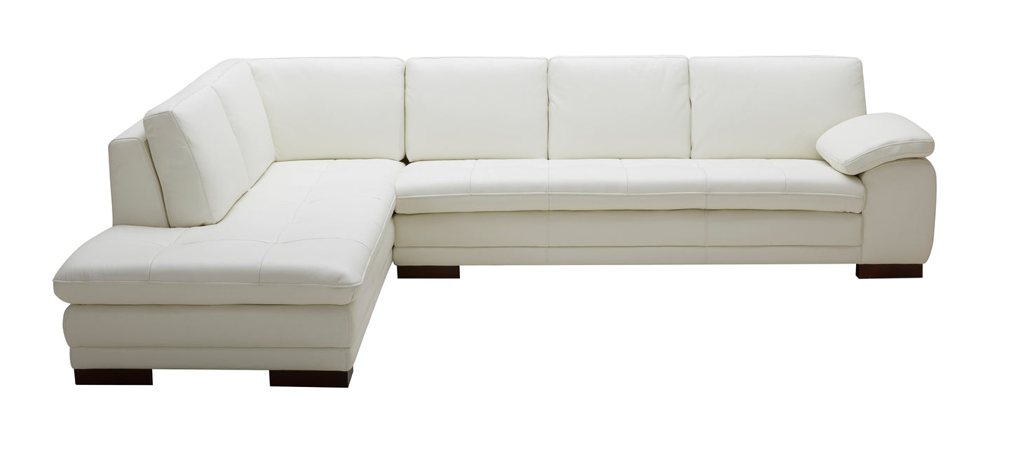 J&M Furniture 625 Italian Leather Sectional White in Left Hand Facing