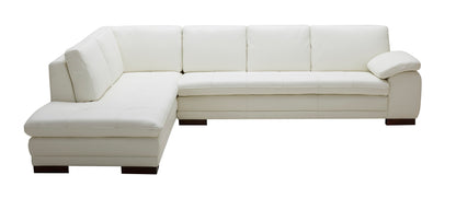 J&M Furniture 625 Italian Leather Sectional White in Left Hand Facing