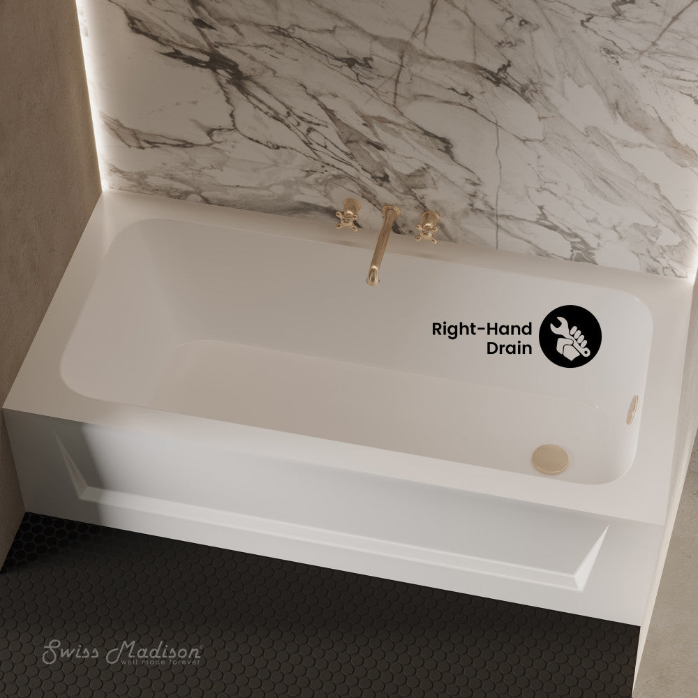 Swiss Madison Virage 60" x 30" Right-Hand Drain Alcove Bathtub with Apron