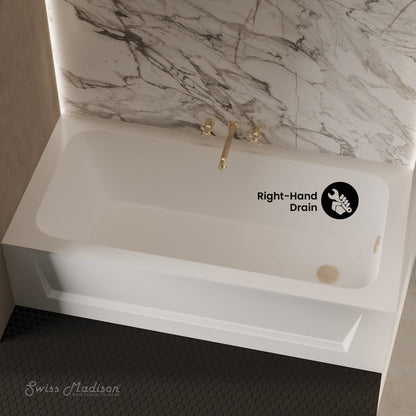 Swiss Madison Virage 60" x 30" Right-Hand Drain Alcove Bathtub with Apron