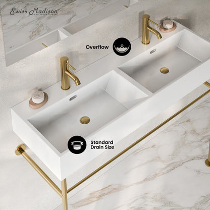Swiss Madison Claire 48" Double Basin Console Sink with Glossy Gold Legs