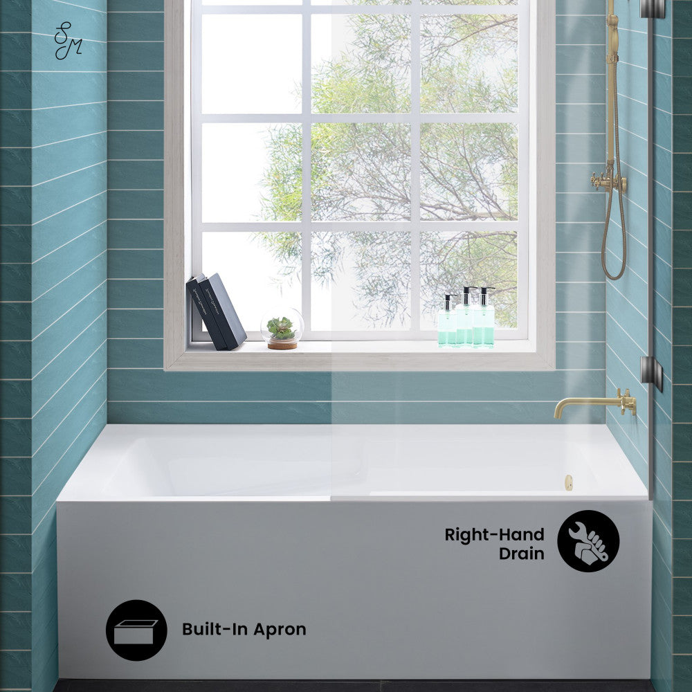 Swiss Madison Ivy 60" x 30" Right-Hand Drain Alcove Bathtub with Apron