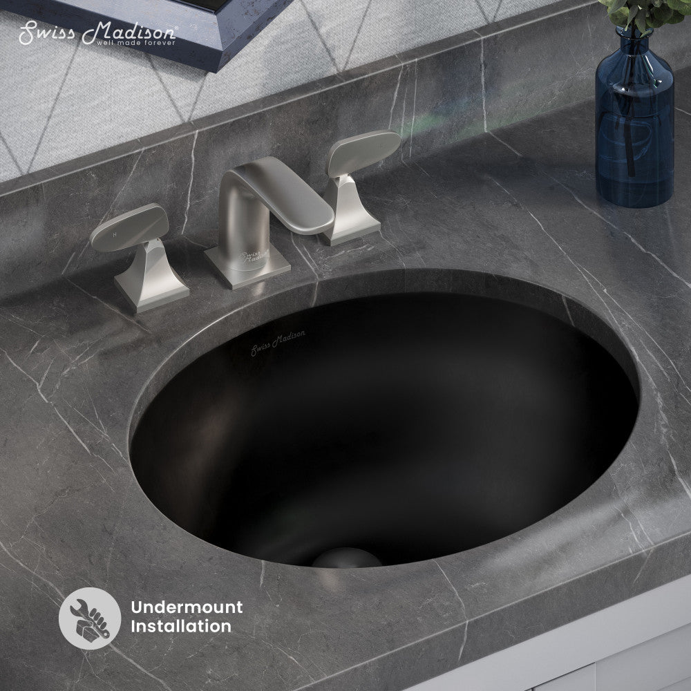Swiss Madison Monaco 19" Ceramic Undermount Bathroom Sink in Matte Black