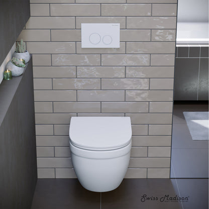 Swiss Madison Ivy Wall-Hung Elongated Toilet Bowl Only in Matte White