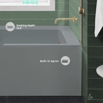 Swiss Madison Voltaire 60" x 32" Right-Hand Drain Alcove Bathtub with Apron and Armrest in Matte Grey