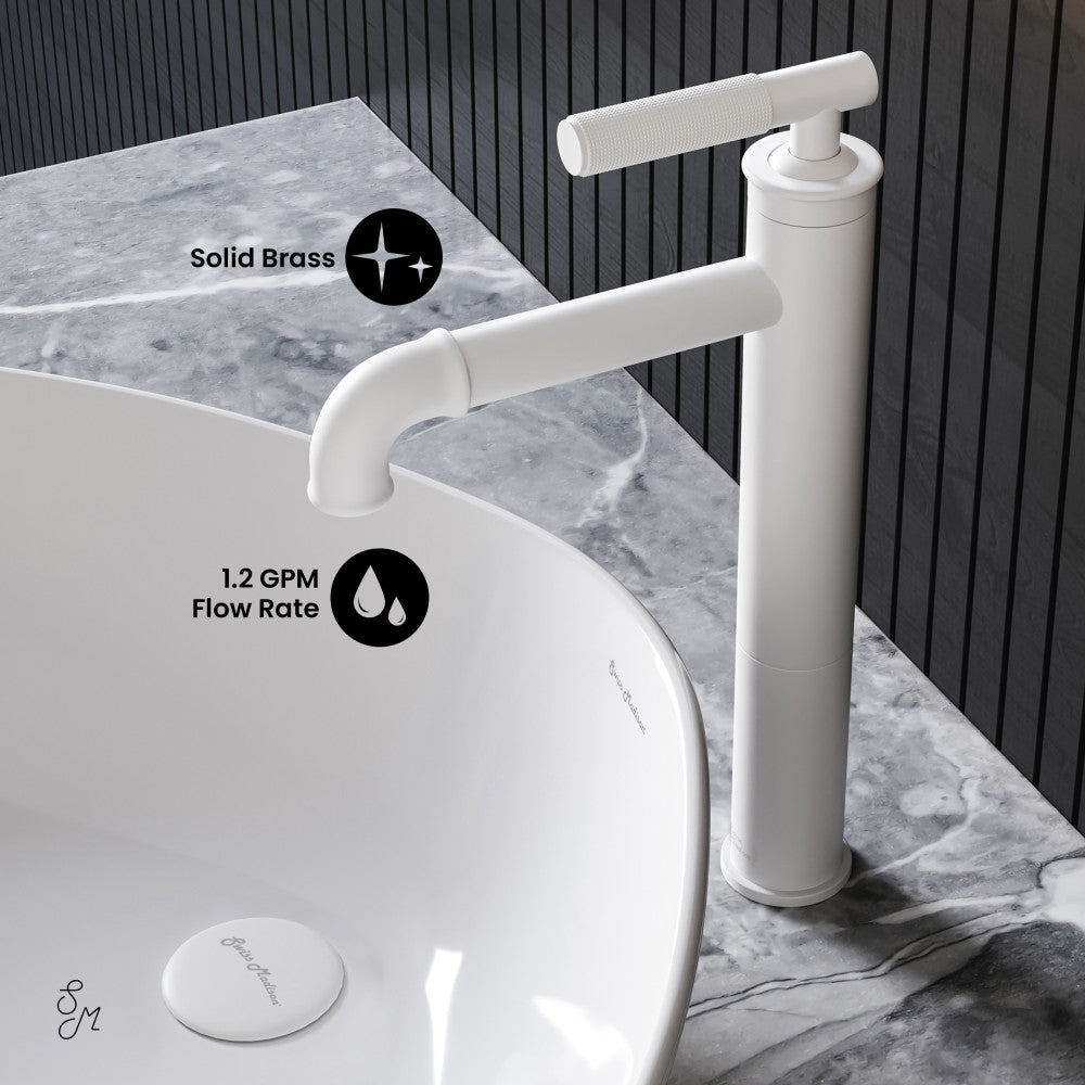 Swiss Madison Avallon Single Hole, Single-Handle Sleek, High Arc Bathroom Faucet in Matte White