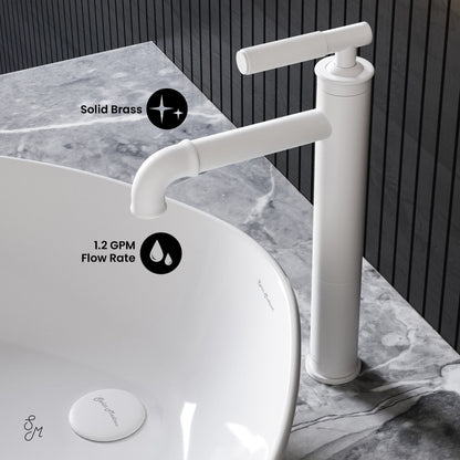 Swiss Madison Avallon Single Hole, Single-Handle Sleek, High Arc Bathroom Faucet in Matte White
