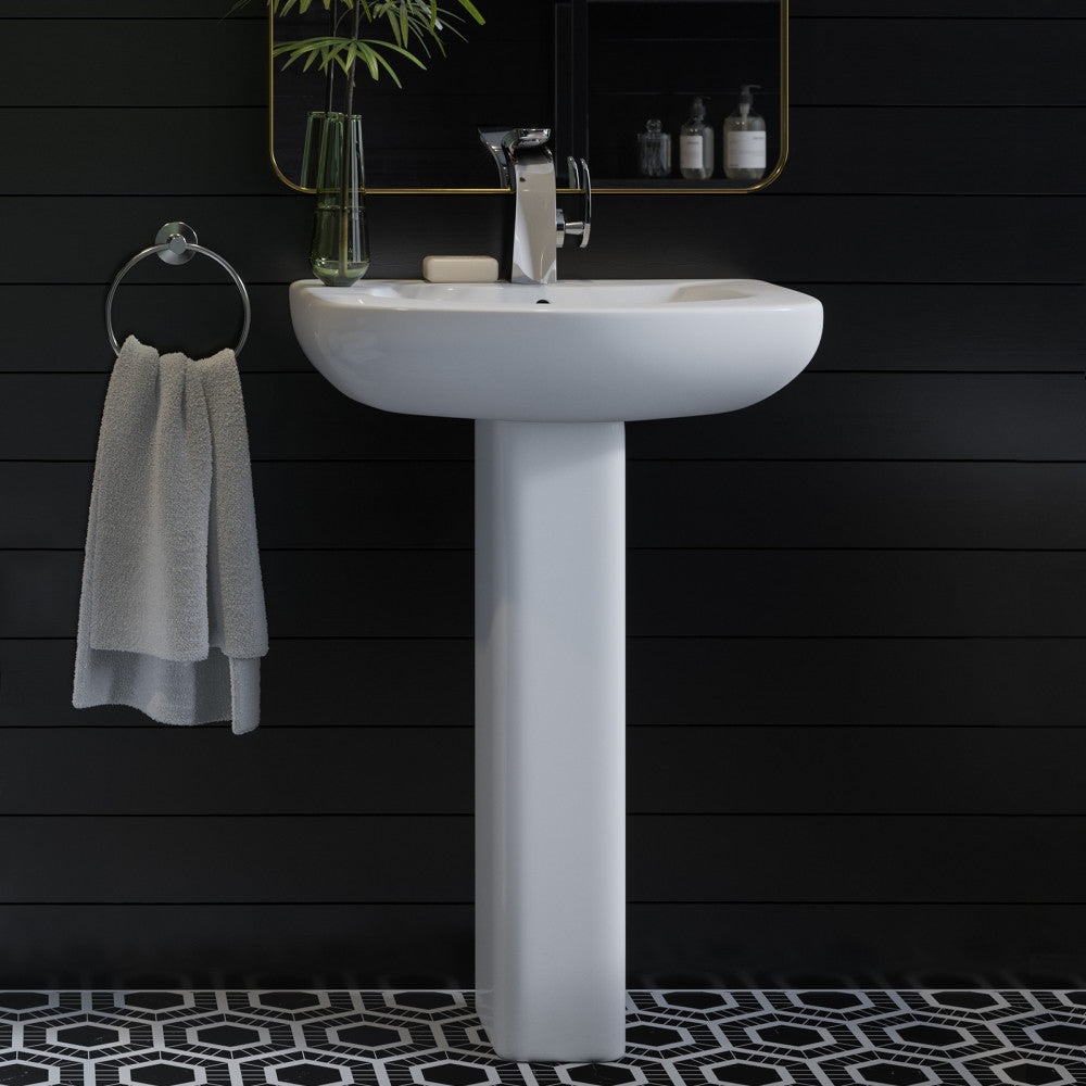 Swiss Madison Chateau Pedestal Bathroom Sink Round Single Faucet Hole