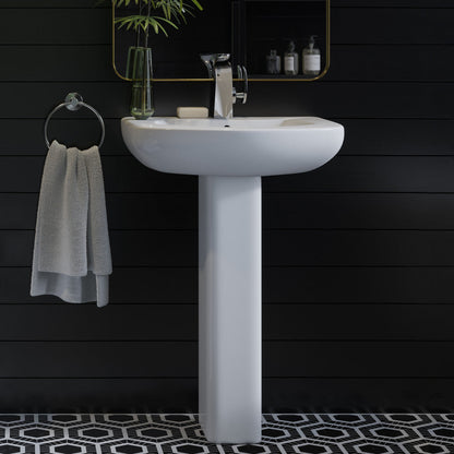 Swiss Madison Chateau Pedestal Bathroom Sink Round Single Faucet Hole