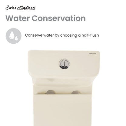 Swiss Madison Carre One Piece Square Toilet Dual Flush 1.1/1.6 gpf in Bisque