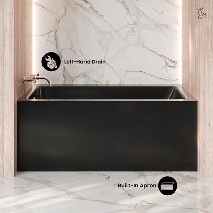 Swiss Madison Voltaire 54 x 30 Skirted Left Drain Soaking Apron Bathtub in Glossy Black