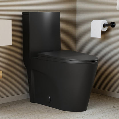 Swiss Madison St. Tropez One-Piece Elongated Toilet Vortex Dual-Flush in Matte Black 1.1/1.6 gpf