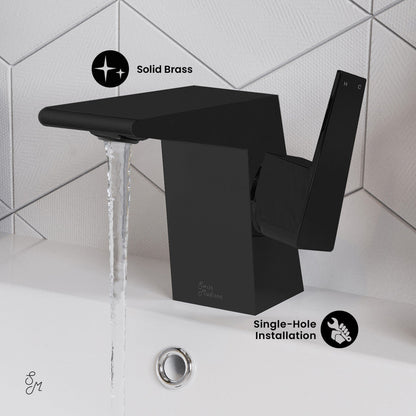 Swiss Madison Carre Single Hole, Single-Handle, Bathroom Faucet in Matte Black