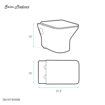 Swiss Madison Carre Wall-Hung Elongated Toilet Bowl in Matte Black