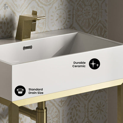 Swiss Madison Concorde 24" Rectangle Console Sink with Brushed Gold Legs