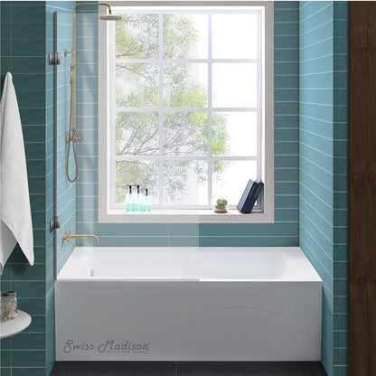 Swiss Madison Ivy 60" x 30" Left-Hand Drain Alcove Bathtub with Apron