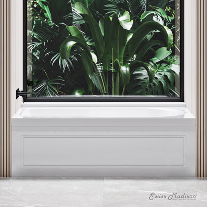 Swiss Madison Concorde 60" x 32" Acrylic Glossy White, Alcove, Integral, Left-Hand Drain, Apron Bathtub