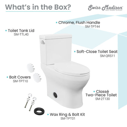 Swiss Madison Classe Two-Piece Elongated Left Side Flush Handle Toilet 1.28 gpf