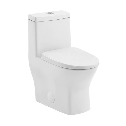 Swiss Madison Sublime II One-Piece 12" Rough-in 1.1/1.6 GPF Dual Top Flush Round Compact Toilet in Glossy White