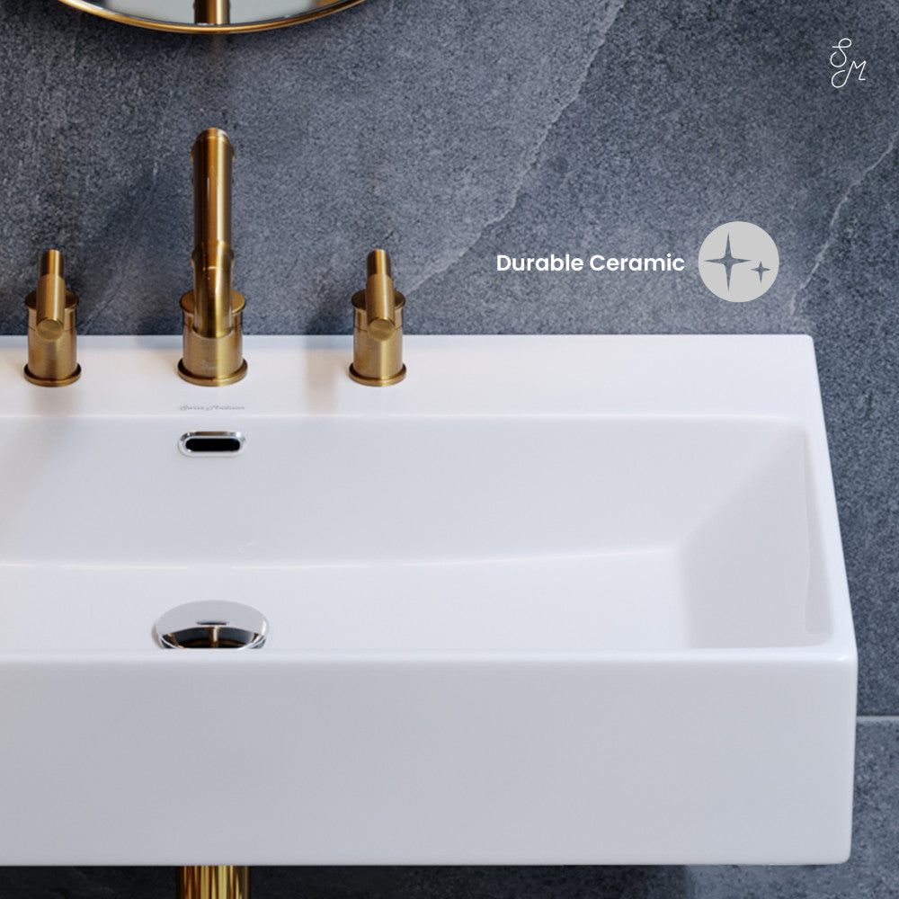 Swiss Madison Claire 30" Rectangle Wall-Mount Bathroom Sink with 8" Widespread Holes