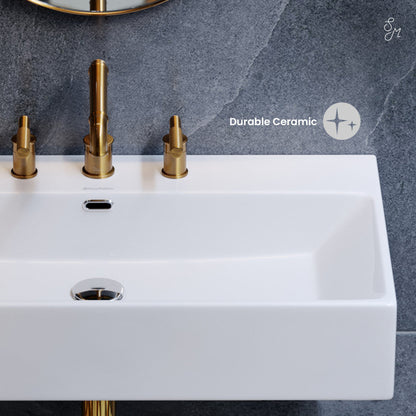 Swiss Madison Claire 30" Rectangle Wall-Mount Bathroom Sink with 8" Widespread Holes