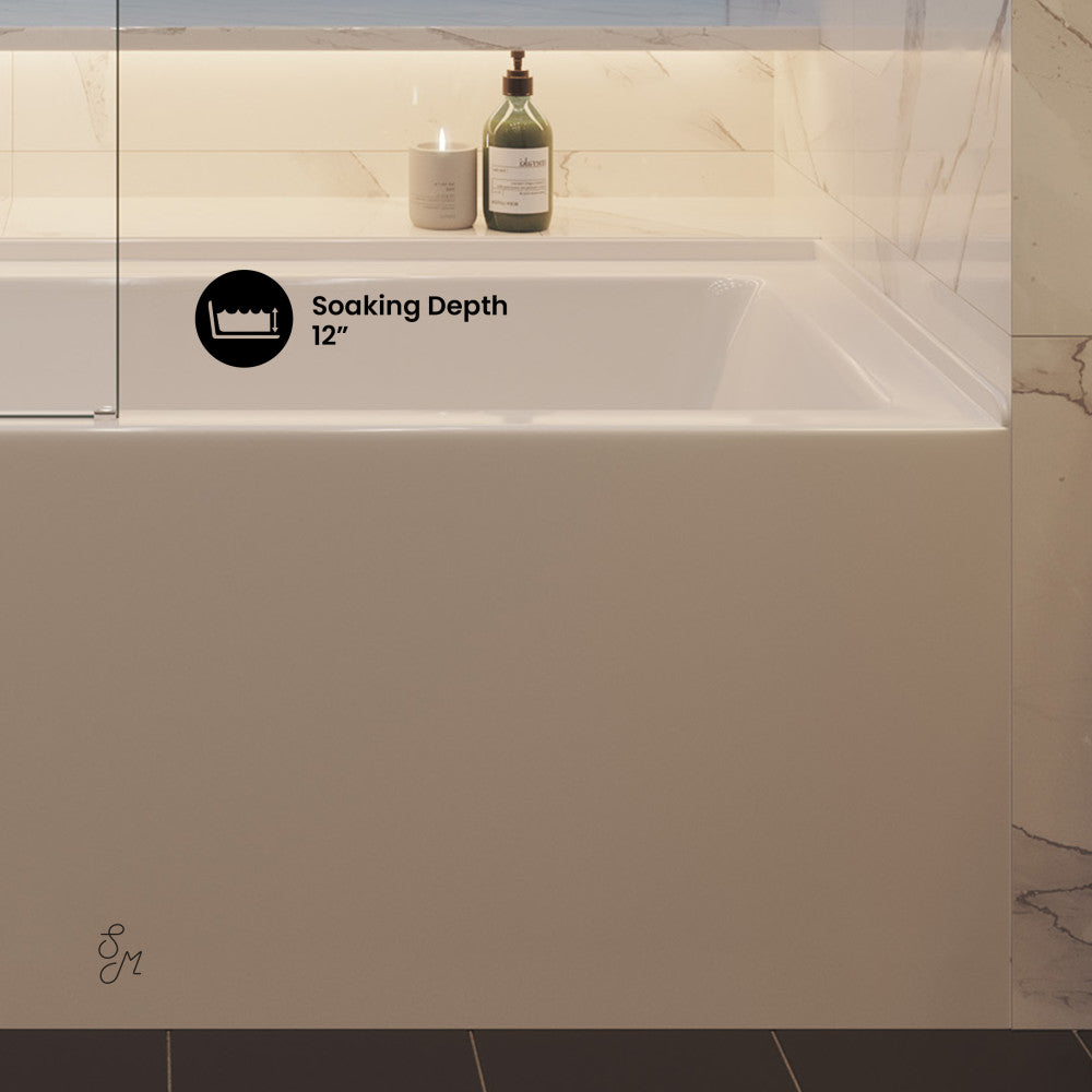 Swiss Madison Voltaire 60 x 30 Skirted Left Drain Soaking Apron Bathtub in Glossy White