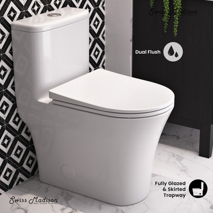 Swiss Madison TWISTER Dual Flush, Cascade One-Piece Compact Toilet, 1.1/1.6 GPF