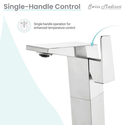 Swiss Madison Carre Single Hole, Single-Handle, High Arc Bathroom Faucet in Chrome