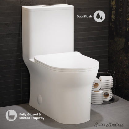 Swiss Madison Burdon One-Piece Elongated Toilet Vortex Dual-Flush 1.1/1.6 gpf