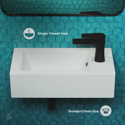 Swiss Madison Voltaire 19.5 x 10 Rectangular Ceramic Wall Hung Sink with Right Side Faucet Mount
