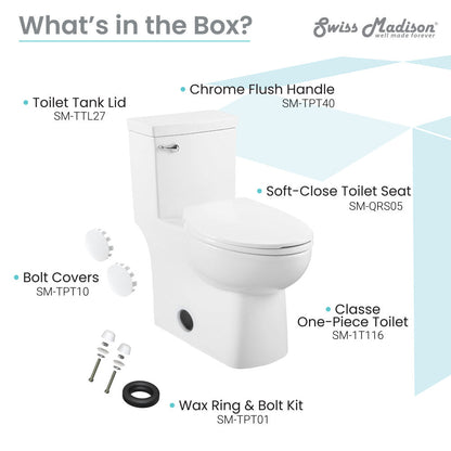 Swiss Madison Classe One-Piece Toilet with Front Flush Handle 1.28 gpf