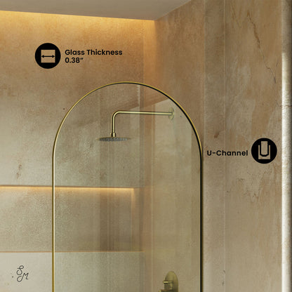 Swiss Madison Voltaire 24 x 58 Framed Fixed 3/8 in. (10mm) Clear Tempered Glass Tub Door with Brushed Gold Frame