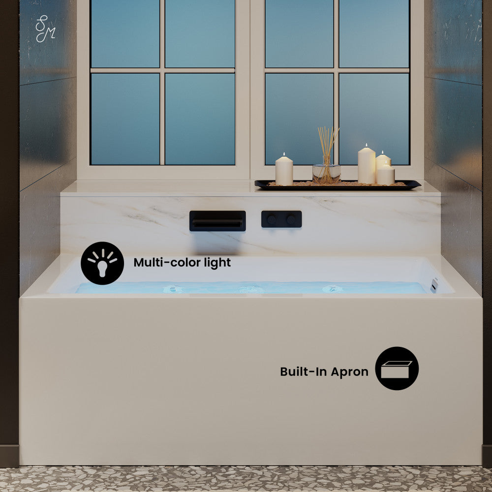 Swiss Madison Avancer 60" x 36" Right-Hand Drain Rectangular Alcove Whirlpool Bathtub with Apron