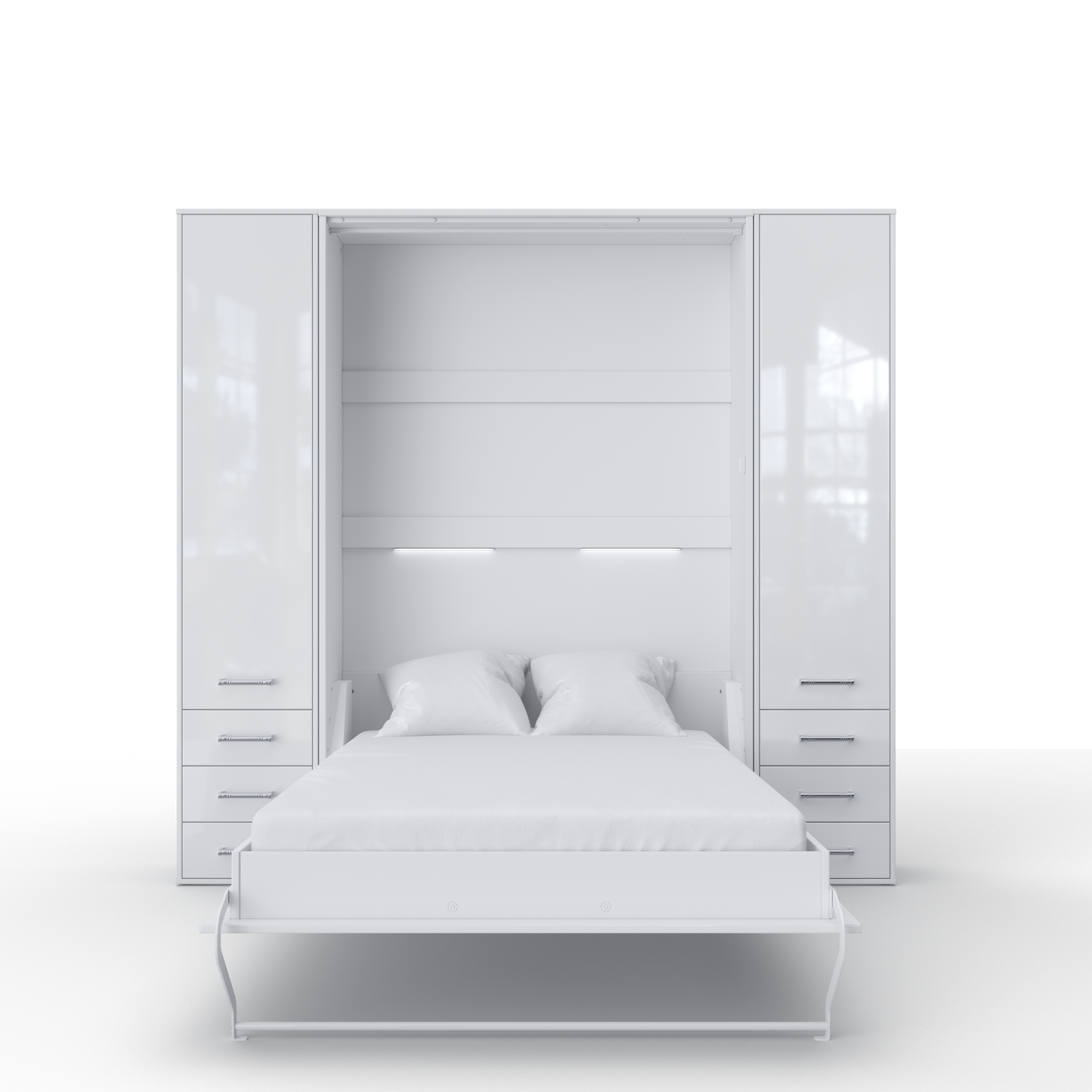 Maxima House Invento Vertical Wall Bed, European Full XL Size with 2 cabinets