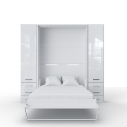 Maxima House Invento Vertical Wall Bed, European Full XL Size with 2 cabinets