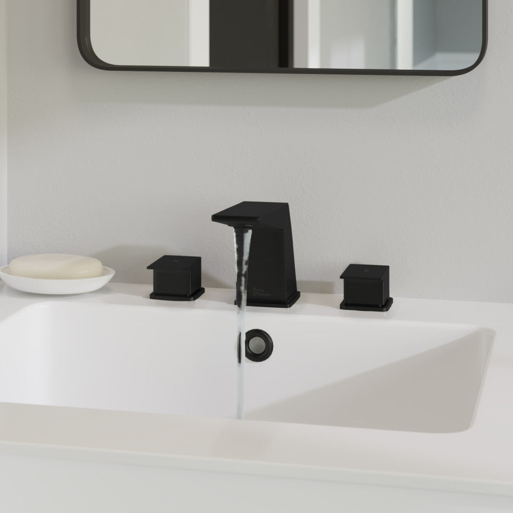 Swiss Madison Carre 8 in. Widespread, 2-Handle, Bathroom Faucet in Matte Black