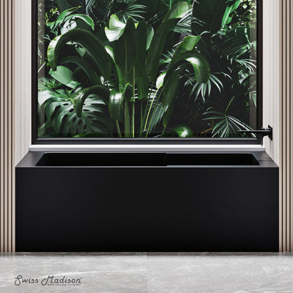 Swiss Madison Voltaire 54" x 30" Right-Hand Drain Alcove Bathtub with Apron in Matte Black