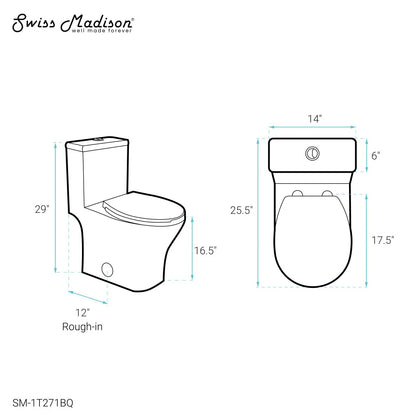 Swiss Madison Sublime III One-Piece Round Toilet Vortex™ Dual-Flush 0.95/1.26 gpf in Bisque