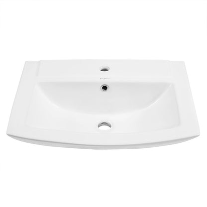 Swiss Madison Sublime Two-Piece Glossy White Ceramic Rectangular Pedestal Sink