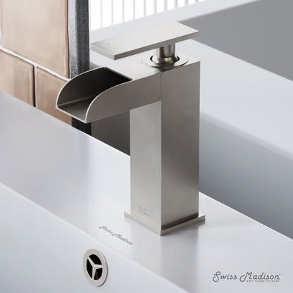 Swiss Madison Concorde Single Hole, Single-Handle, Waterfall Bathroom Faucet in Brushed Nickel