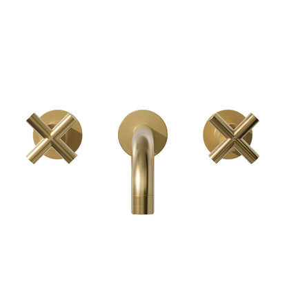 Swiss Madison Ivy 8 in. Widespread Double Cross-Handle Wall Mount Bathroom Faucet in Brushed Gold