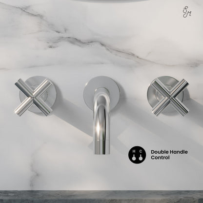 Swiss Madison Ivy 8 in. Widespread Double Cross-Handle Wall Mount Bathroom Faucet in Polished Chrome